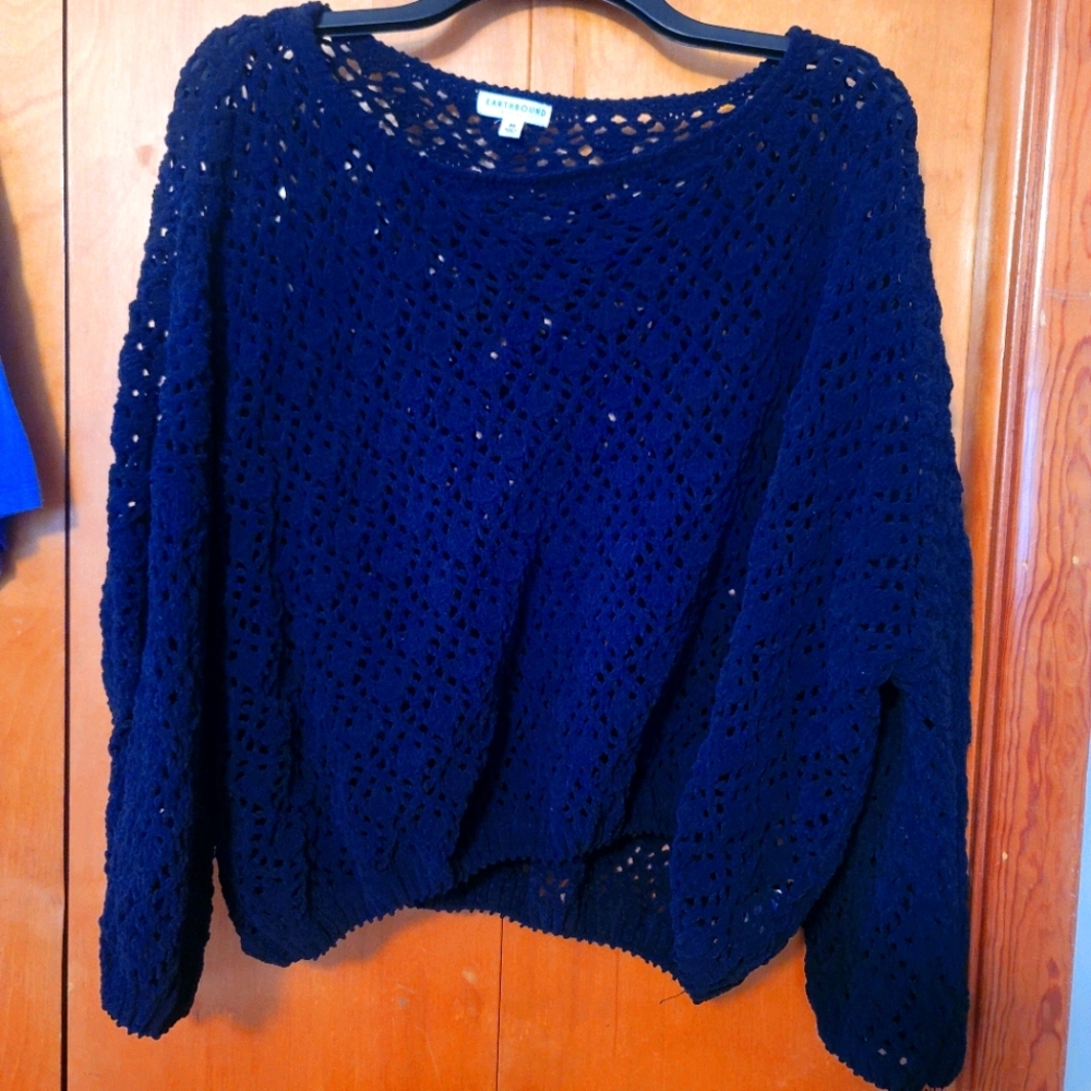 Crochet velvet cashmere sweater
